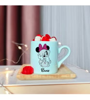 Minnie Mouse Tasarımlı Kişiye Özel Yeşil Türk Kahvesi Fincanı