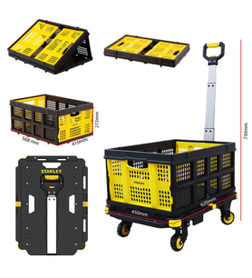 STANLEY PC532B 137kg 62x45cm Dört Tekerli Çekme Kollu Yük ve Paket Taşıma Arabası + FT505 Çok Amaçlı Taşıma Sepeti