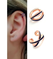 Lacivert Mineli 925ayar Gümüş Rose Earcuff Sıkıştırmalı Kıkırdak Küpesi