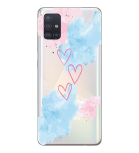 Samsung Galaxy A51 Uyumlu Kalp Desenli Şeffaf Telefon Kılıfı