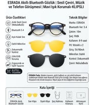 ESRADA Akıllı Bluetooth Gözlük Sesli Çeviri, Müzik ve Telefon Görüşmesi Mavi Işık Korumalı