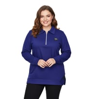 Kadın Polo Yakalı Önü Fermuarlı Bluz BGL-ST05088 (İndigo)