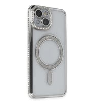 iPhone 13 Kılıf Joke Simli Magneticsafe Kılıf - Gümüş