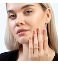 Sıralı Zirkon Taşlı Rose Renk Free Size Yarım Tur 925 Ayar Gümüş Kadın Yüzük