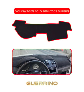 VOLKSWAGEN Polo (2001-2009) DÜRBÜN  TORPİDO KORUMA HALISI KIRMIZI KENAR