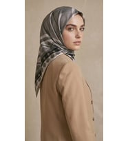 Levidor Kristal Eşarp Ekose Desen Gri