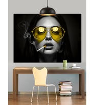 Güneş Gözlüğü Moda Gizemli Kadın Dekoratif Kanvas - Mdf Ahşap Tablo