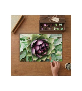 Yeşil Mor Enginar Tasarımı 240 parça Ahşap Puzzle Ahşap Kutuda MP00264