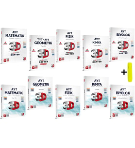 3D Yayınları AYT Sayısal Matematik Geometri Fizik Kimya Biyoloji Defter Soru Seti 10 Kitap