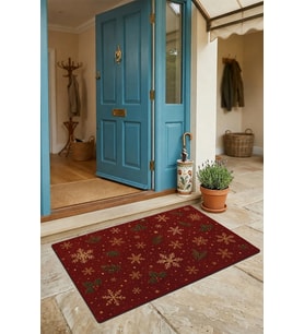Valerine Life Kapı Önü Paspası 45x70cm Dış Mekan Yeni Yıl Ürünleri Noel Süsleri Altın Kar Taneleri