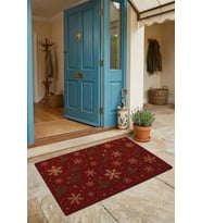 Valerine Life Kapı Önü Paspası 45x70cm Dış Mekan Yeni Yıl Ürünleri Noel Süsleri Altın Kar Taneleri
