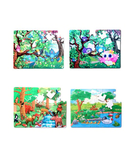 4 Set - 96 Parça Tox Orman ve Baykuş 5+ Keçe Yapboz - 5 Yaş Puzzle T015 T017