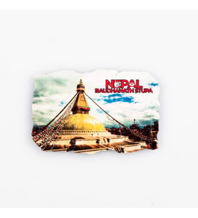 Nepal Boudhanath Stupa Fresco Magnet (Karışık)