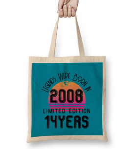 2008 birthday Gift - Made, Born in 2008 Gift - 14 Year Old Birthday Gift Vintage   Style Bez Çanta Uzun Saplı
