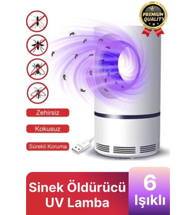 Premium Kimyasalsız Sessiz Şarjlı Uv 6 Işıklı Elektrikli Haşere Böcek Sinek Kovucu Öldürücü Lamba