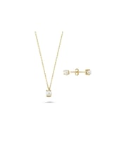 İncili Küpe Kolye İkili Set (Sarı)