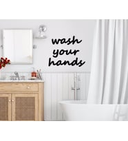 BK Home Wash Your Hands Ahşap Duvar Yazısı-1 (Siyah)