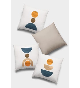 Bej Modern Desenli Çift Taraf 4'lü Set Kırlent Kılıfı 4KR049
