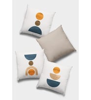 Bej Modern Desenli Çift Taraf 4'lü Set Kırlent Kılıfı 4KR049