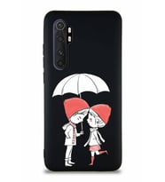 Xiaomi Mi Note 10 Lite Soft Premier Kapak Aşk Tasarımlı Silikon Kılıf - Siyah (Şeffaf)