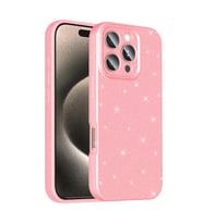 Lexroo iPhone 16 Pro Kılıf Kamera Korumalı Simli Lüks Koton Kılıf - Açık Pembe