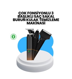 3’ü 1 Arada Erkek Bakım Makinesi Paslanmaz Çelik Başlık, Şarjlı Tıraş Seti