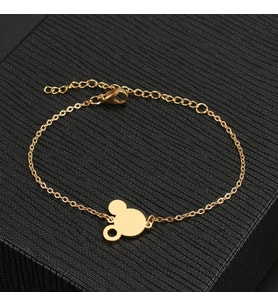 Kişiye Özel 925 Ayar Gümüş Mickey Mouse Bileklik (Gold)