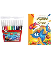 Fatih Keçeli Kalem 12li ve Farklı Boyama Kitabı 1 er adet 2 li set