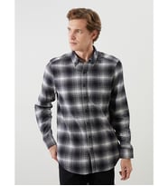 LCWAIKIKI Classic Siyah Regular Fit Uzun Kollu Ekose Poplin Erkek Gömlek