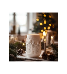 Özel Tasarım Beyaz Masa Gece Lambası ve Tea-Light Seti (Krem)