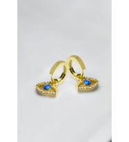 925 Ayar Gümüş Gold Kaplama Opal Taşlı Kirpik Göz Küpe