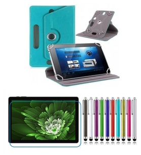 Philip s T7305 10.1” Tablet Uyumlu UNİVERSAL Dönerli Standlı Tablet Kılıfı +Dokunmatik Kalem (Turkuaz)