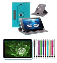 Philip s T7305 10.1” Tablet Uyumlu UNİVERSAL Dönerli Standlı Tablet Kılıfı +Dokunmatik Kalem (Turkuaz)