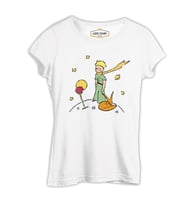 Küçük Prens - Gezegen Kırmızı Gül Beyaz Bayan Tshirt
