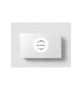 İngilizce Say Mashallah ! Etiketi Yuvarlak Mat Sticker Mor Maşallah De Nazar Değmesin 4 Cm (90 ADET)