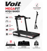 Voit Mega Fit Otomatik Eğimli 50x125 cm Geniş Bant Koşu Bandı 16km Hız Bluetooth Uygulama Kurulum Gerektirmez