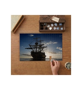 Açık Denizdeki Yelkenli Gemi Tasarımı 240 parça Ahşap Puzzle Ahşap Kutuda MP05646