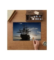 Açık Denizdeki Yelkenli Gemi Tasarımı 240 parça Ahşap Puzzle Ahşap Kutuda MP05646