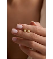 925 Ayar Gümüş Minik Gold Kaplama Zirkon Taşlı Güneş Küpe