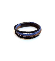 Blue Weave – Lacivert Detaylı Çok Katmanlı Siyah Deri Erkek Bileklik-1438