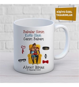 Kişiye Özel İsim Yazılabilir Babalar Gününüz Kutlu Olsun Canım Babam Kupa Bardak