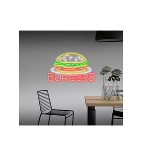 BURGERS Yazılı ve Şekilli Neon Tabela