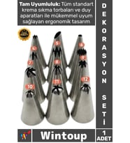 #DekorasyonSeti Profesyonel Pastalar İçin Tam Donanım 12'li Dekorasyon Seti Paslanmaz Çelik Duy Seti