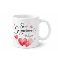 Çift Yön Baskılı İsimli Gizli Mesajlı Sevgililer Günü Kupa Bardak Hediye