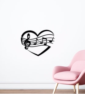 BK Home Müzik Notaları Tasarımlı Ahşap Duvar Süsü-7 (Siyah)