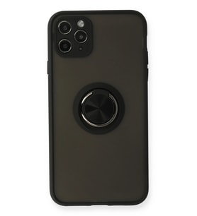 Pilelistore   iPhone 11 Pro Kılıf Montreal Yüzüklü Silikon Kapak - Siyah