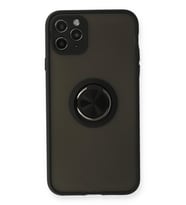 Pilelistore   iPhone 11 Pro Kılıf Montreal Yüzüklü Silikon Kapak - Siyah