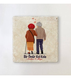 Kişiye Özel Bir Ömür Kol Kola Bardak Altlığı