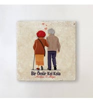 Kişiye Özel Bir Ömür Kol Kola Bardak Altlığı
