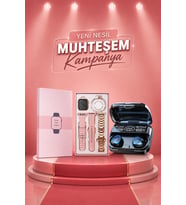 Aksesuar Hediyeli Akıllı Saat ve Dijital Göstergeli Powerbankli Bluetooth Kulaklık